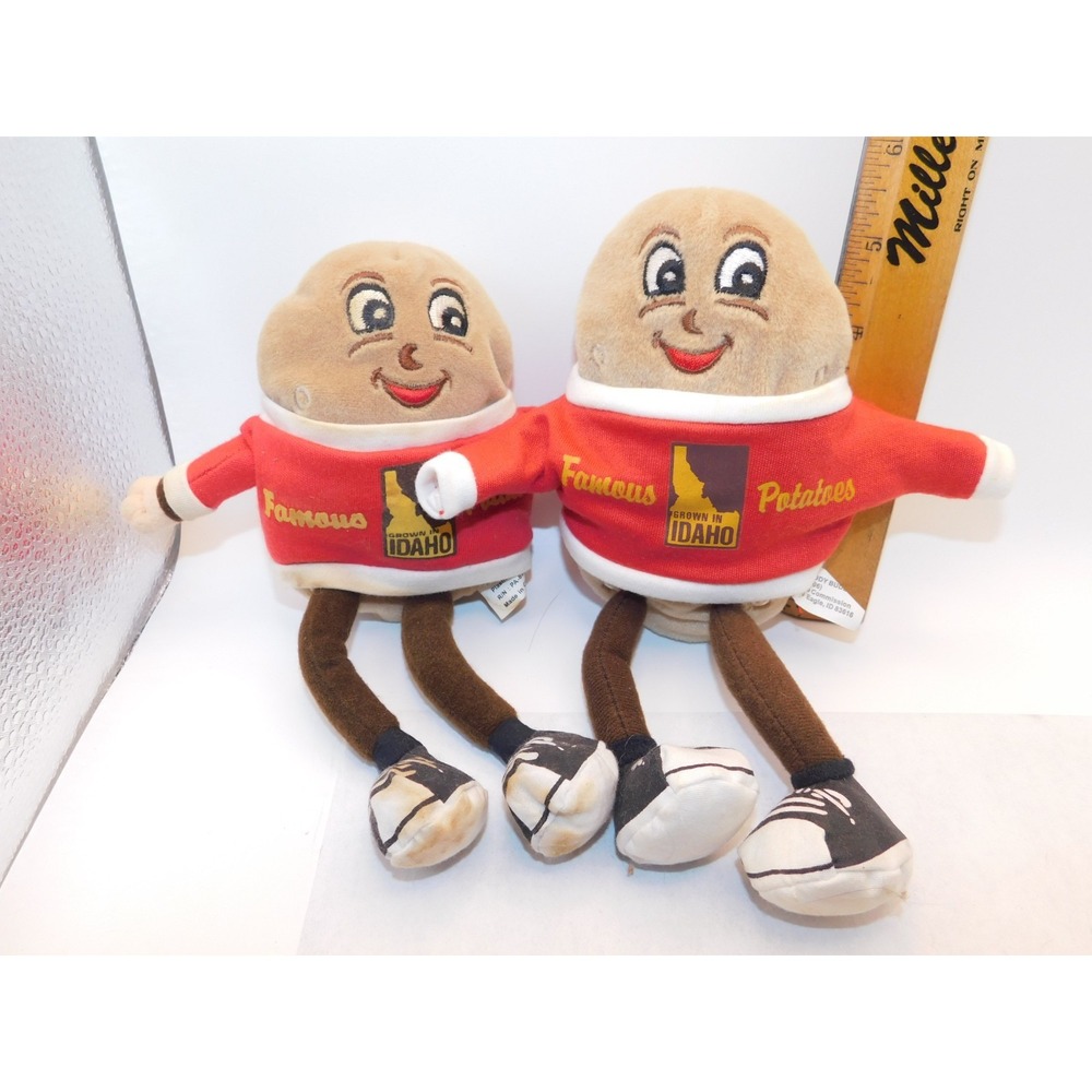 Set of 2 Famous Idaho Potatoes Potato With Tag Roughly 9" Plush Stuffed